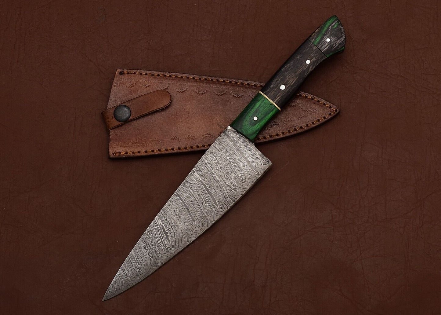 Authentic Damascus Steel Knife  Handmade 7 Fillet Chef Blade With Pakka Handle 2