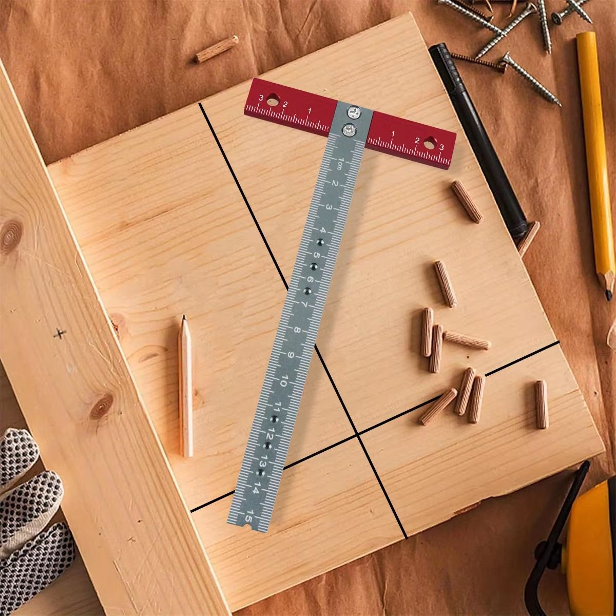 Aluminum T Square Positioning Ruler  170mm LaserPrinted Architect  Woodworking Measuring Tool For P 2