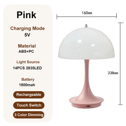 Portable Rechargeable Mushroom Table Lamp Simple Modern LED Night Light ABS Decoration 6