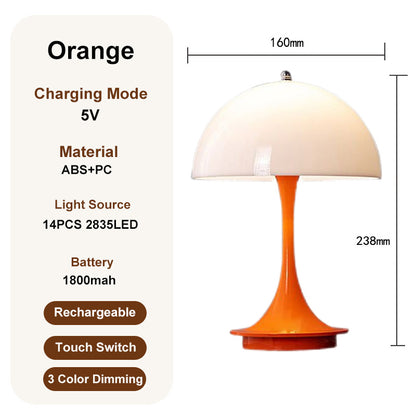 Portable Rechargeable Mushroom Table Lamp Simple Modern LED Night Light ABS Decoration 7