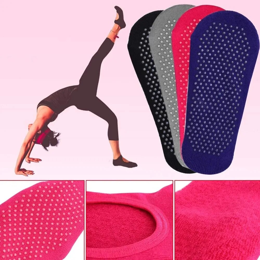 Womens Cotton Backless NonSlip Yoga Socks For Pilates Dance  Gym Breathable Barefoot Workout Slippe 4