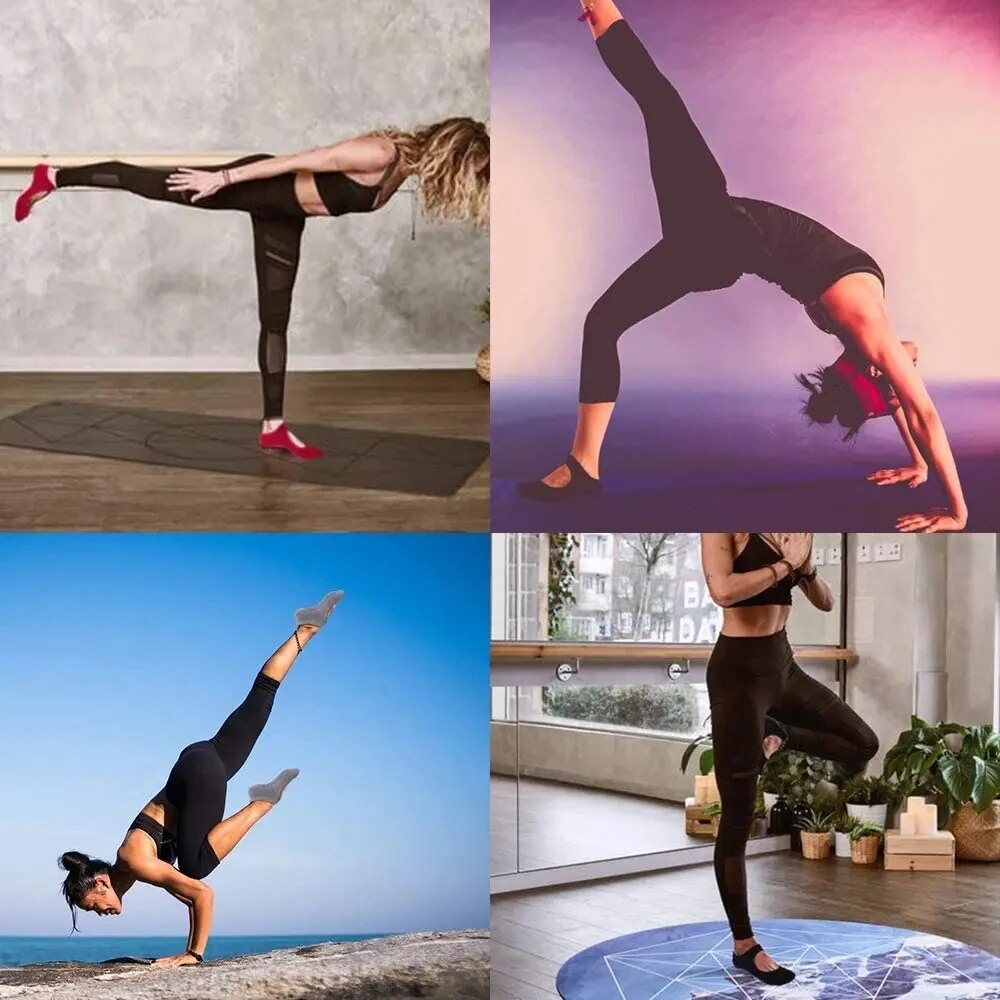 Womens Cotton Backless NonSlip Yoga Socks For Pilates Dance  Gym Breathable Barefoot Workout Slippe 1