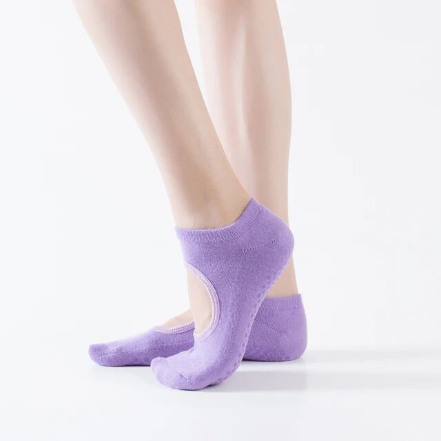 Womens Cotton Backless NonSlip Yoga Socks For Pilates Dance  Gym Breathable Barefoot Workout Slippe 6