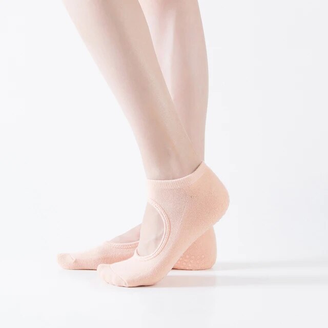 Womens Cotton Backless NonSlip Yoga Socks For Pilates Dance  Gym Breathable Barefoot Workout Slippe 8