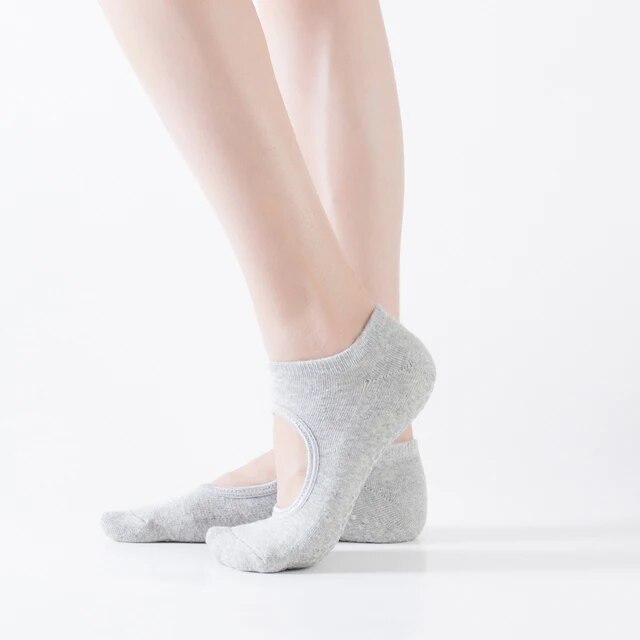 Womens Cotton Backless NonSlip Yoga Socks For Pilates Dance  Gym Breathable Barefoot Workout Slippe 9