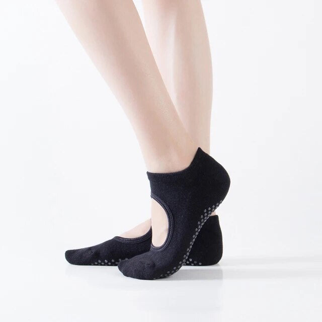 Womens Cotton Backless NonSlip Yoga Socks For Pilates Dance  Gym Breathable Barefoot Workout Slippe 10