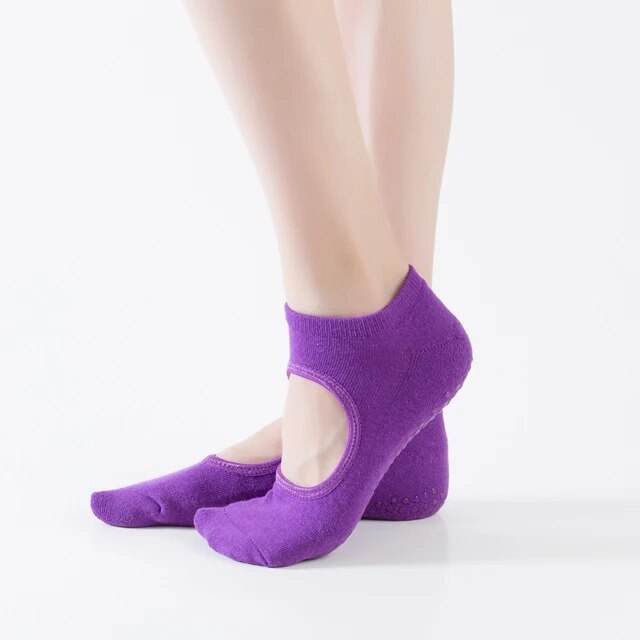 Womens Cotton Backless NonSlip Yoga Socks For Pilates Dance  Gym Breathable Barefoot Workout Slippe 11