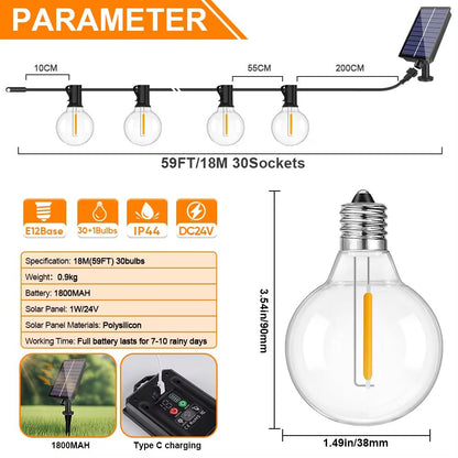 G40 Solar String Lights  Waterproof Outdoor Globe Lights For Garden Patio And Backyard Ambiance 9