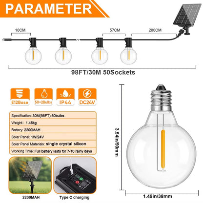 G40 Solar String Lights  Waterproof Outdoor Globe Lights For Garden Patio And Backyard Ambiance 10