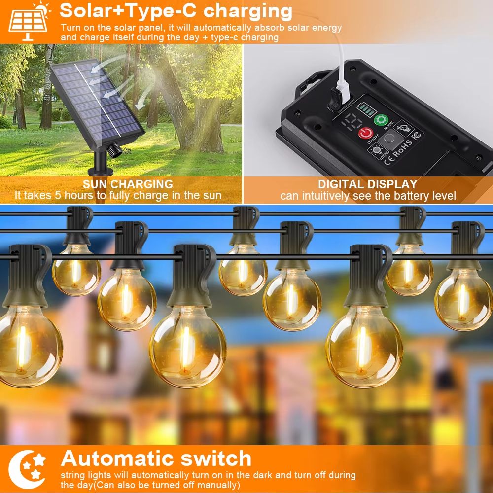 G40 Solar String Lights  Waterproof Outdoor Globe Lights For Garden Patio And Backyard Ambiance 2