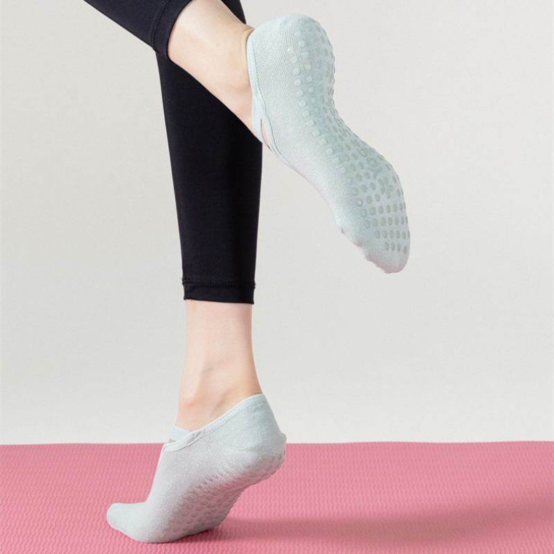 Professional Womens Yoga Socks For Gym Dance  Pilates Breathable Cotton Backless Bandage Design 5