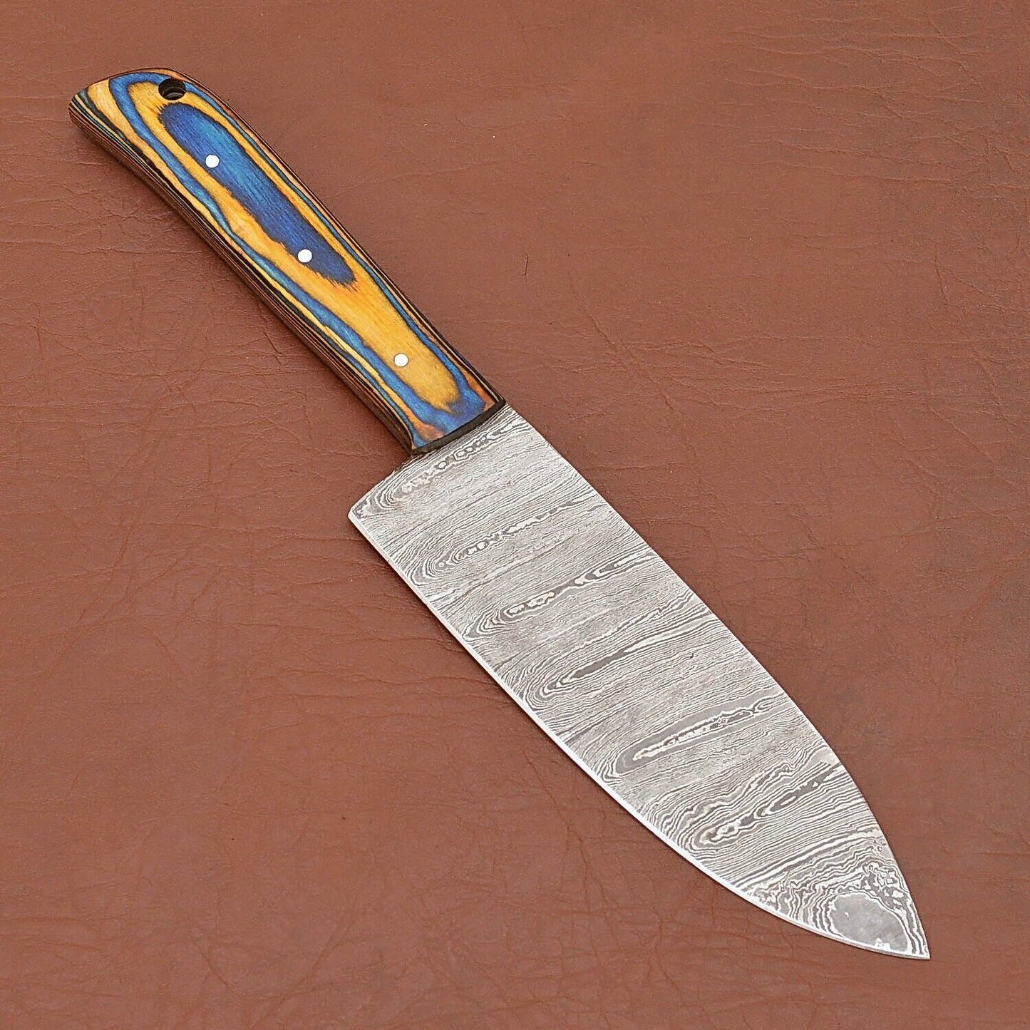 Luxury Damascus Steel Fillet Knife  HandForged Blade With Polished Wood Handle 1