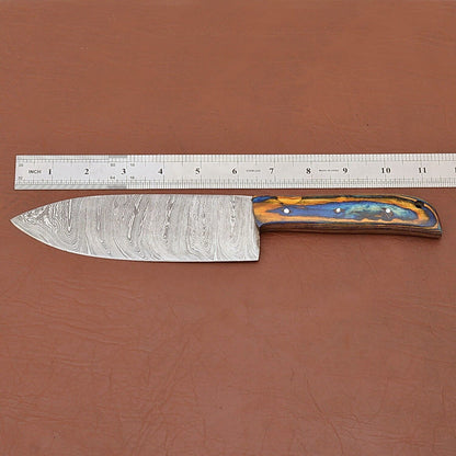Luxury Damascus Steel Fillet Knife  HandForged Blade With Polished Wood Handle 3