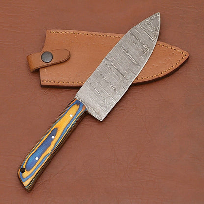 Luxury Damascus Steel Fillet Knife  HandForged Blade With Polished Wood Handle 2