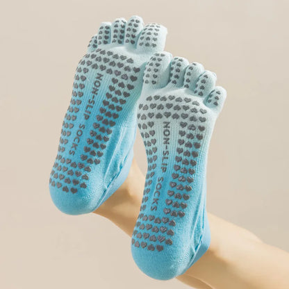 Professional Non-Slip Gradient Yoga Socks with Silicone Grip, Breathable Backless Five-Toe Pilates Socks for Indoor Fit
