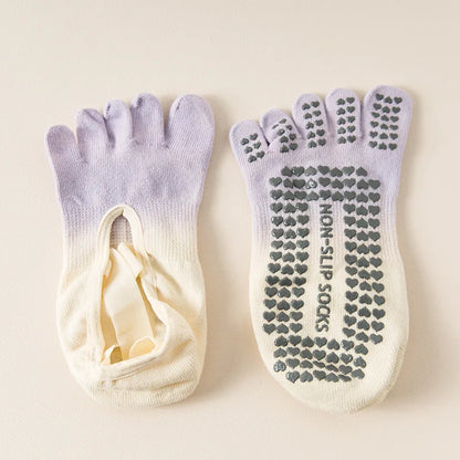 Professional Non-Slip Gradient Yoga Socks with Silicone Grip, Breathable Backless Five-Toe Pilates Socks for Indoor Fit