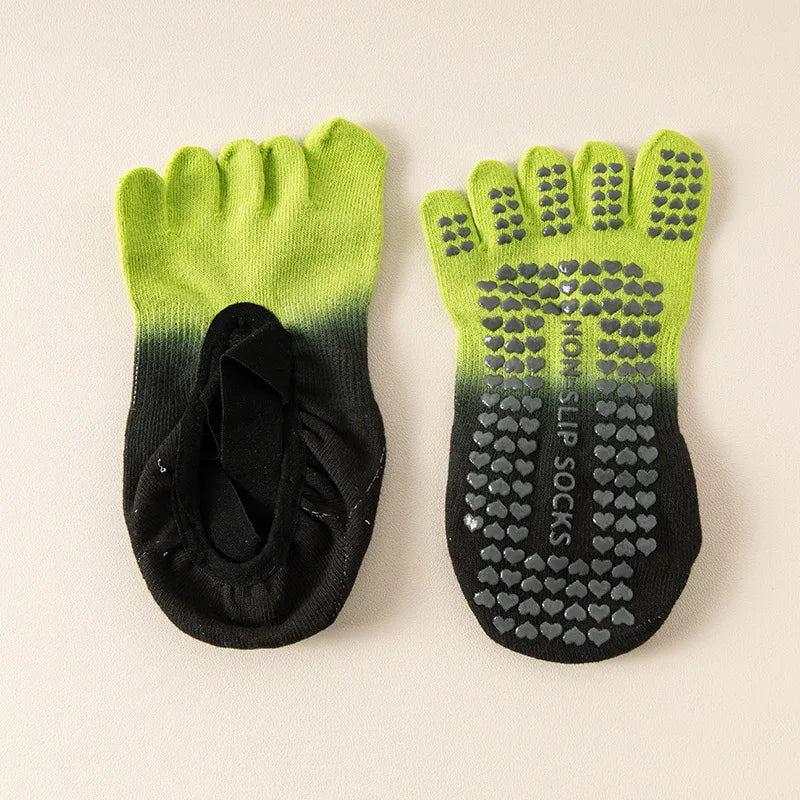 Professional Non-Slip Gradient Yoga Socks with Silicone Grip, Breathable Backless Five-Toe Pilates Socks for Indoor Fit