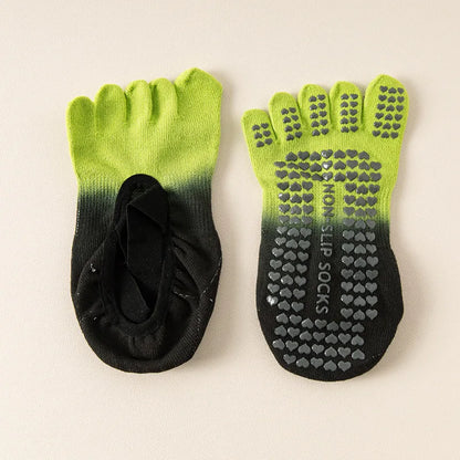 Professional Non-Slip Gradient Yoga Socks with Silicone Grip, Breathable Backless Five-Toe Pilates Socks for Indoor Fit