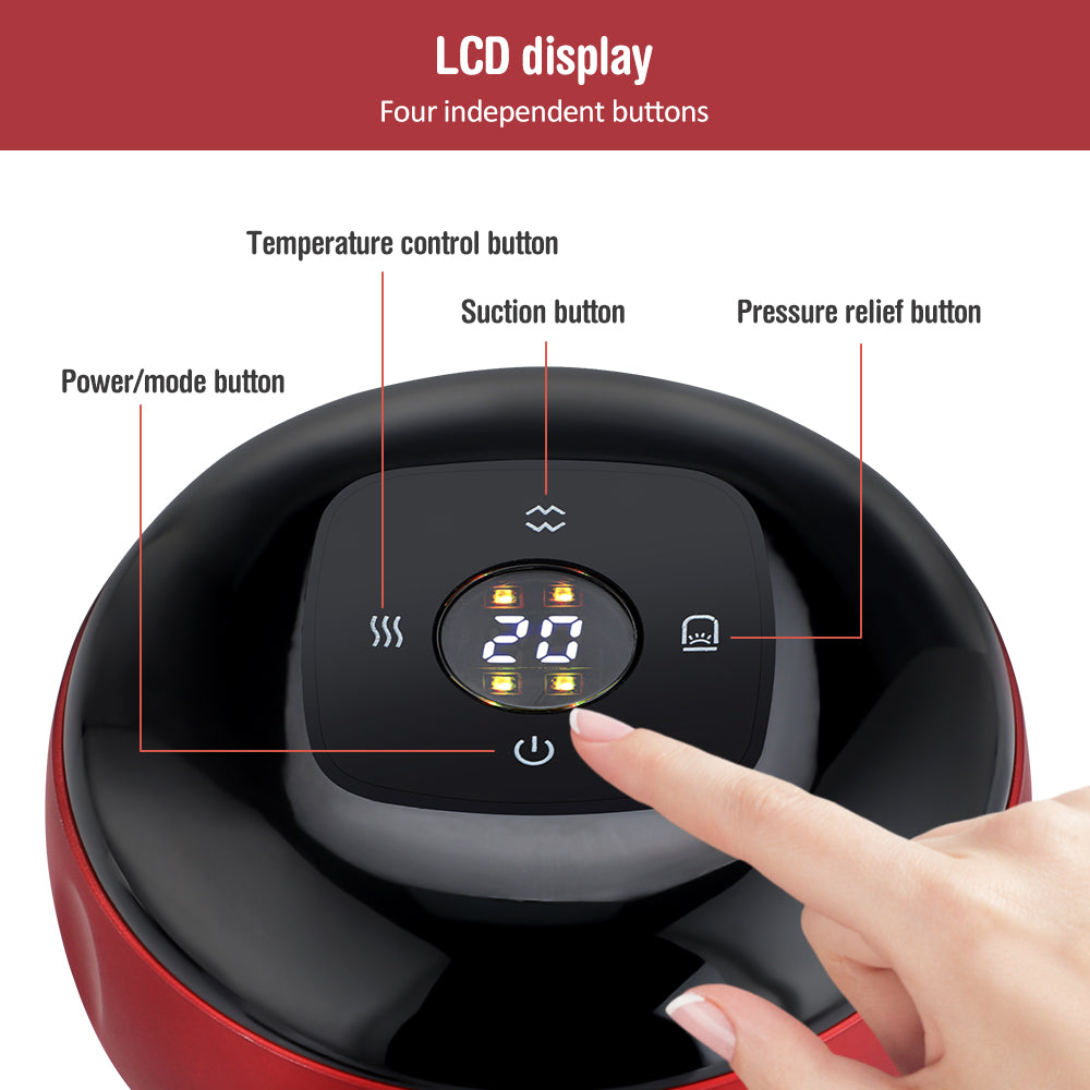 Smart Electric Vacuum Cupping Device Red Light Heating Massager Body Scraping Suction Cup Neck Back 3