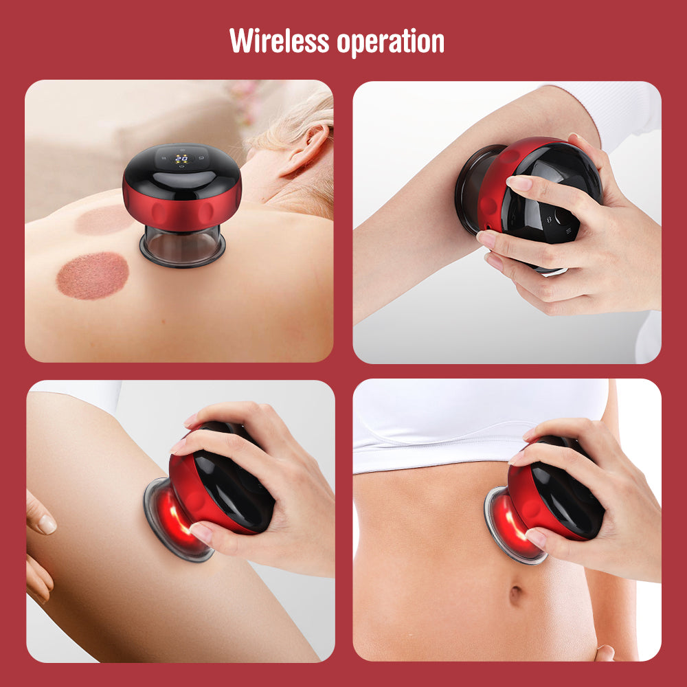 Smart Electric Vacuum Cupping Device Red Light Heating Massager Body Scraping Suction Cup Neck Back 5