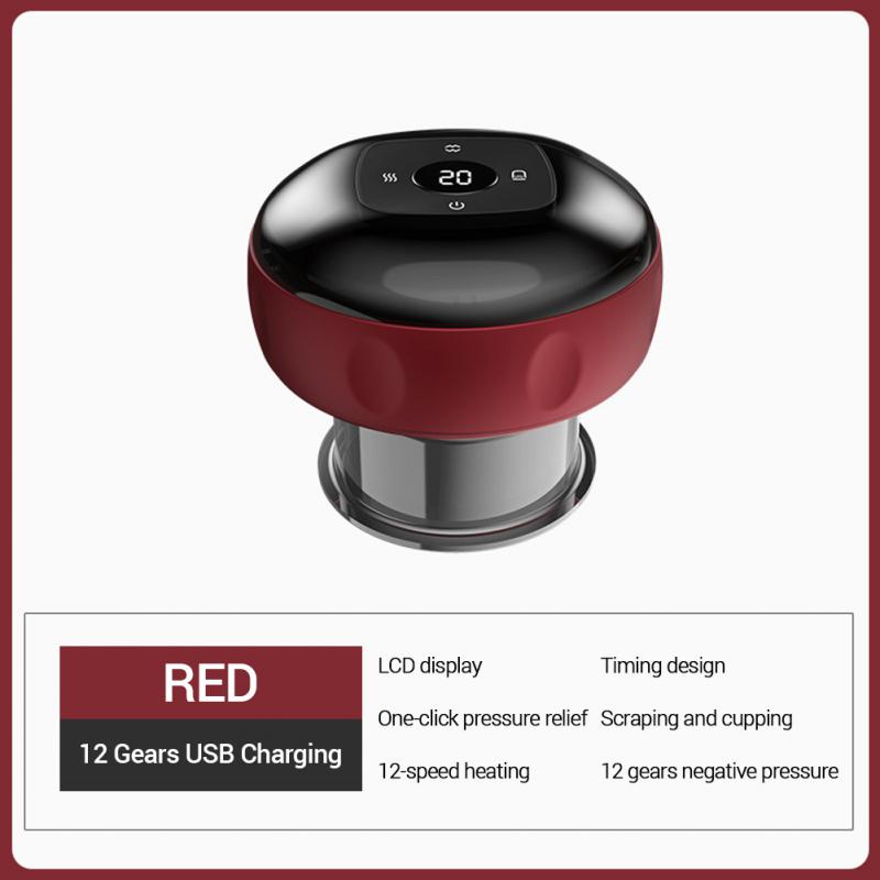 Smart Electric Vacuum Cupping Device Red Light Heating Massager Body Scraping Suction Cup Neck Back 7