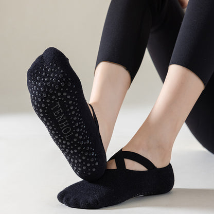 Womens Professional Yoga Socks, Anti-Slip Silicone Pilates & Fitness Socks, Breathable Cotton Gym Dance Sports Socks