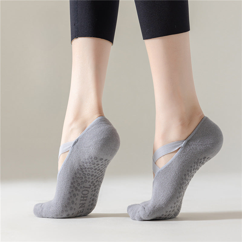 Womens Professional Yoga Socks, Anti-Slip Silicone Pilates & Fitness Socks, Breathable Cotton Gym Dance Sports Socks