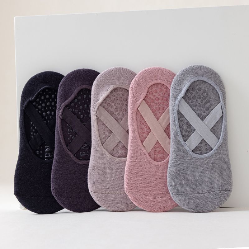 Womens Professional Yoga Socks, Anti-Slip Silicone Pilates & Fitness Socks, Breathable Cotton Gym Dance Sports Socks