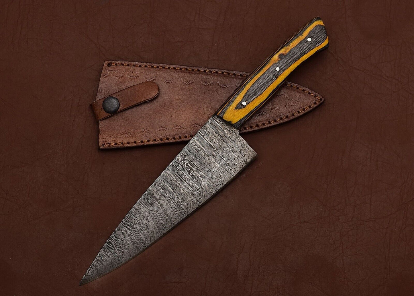 Master Crafted Damascus Fillet Knife  Elegant Design With Wood Handle 2