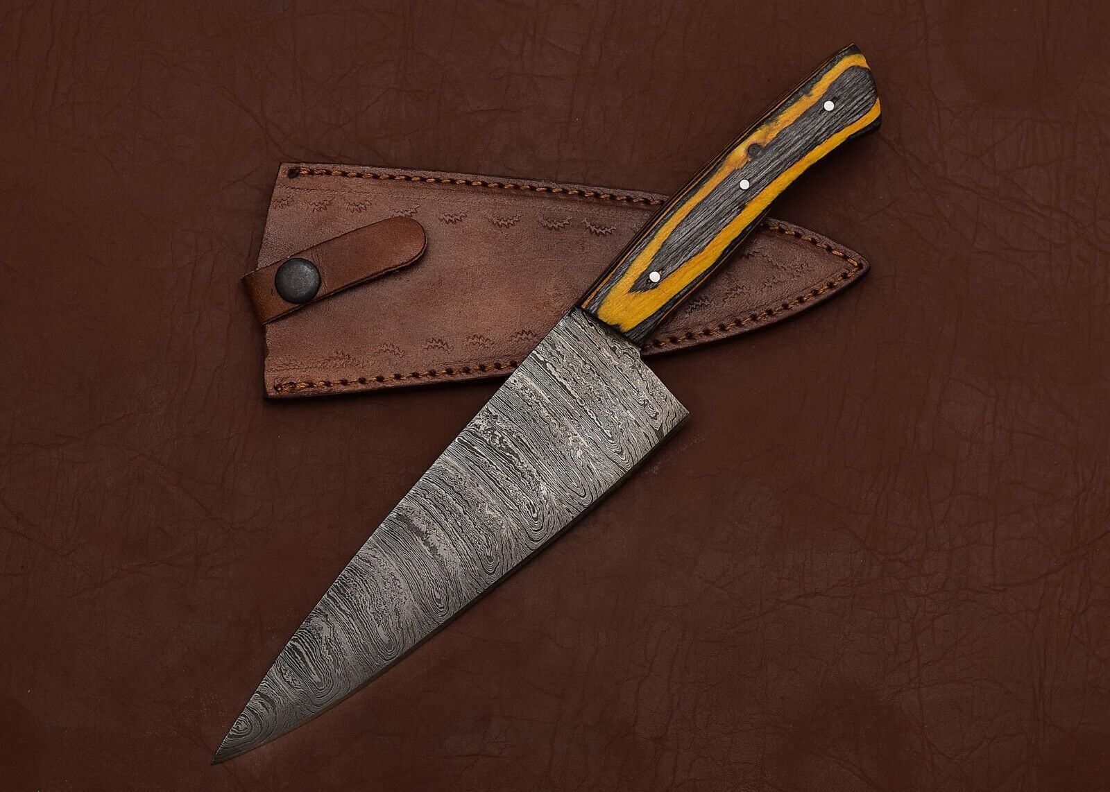 Master Crafted Damascus Fillet Knife  Elegant Design With Wood Handle 2