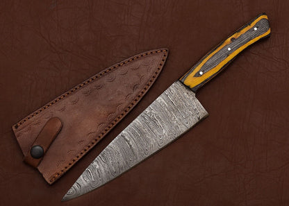 Master Crafted Damascus Fillet Knife – Elegant Design with Wood Handle