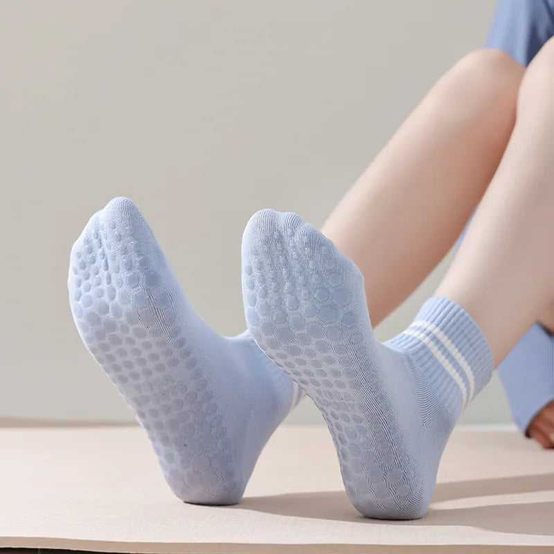 Womens Professional Yoga Socks With Silicone Grip NonSlip Cotton Pilates  Fitness Socks 4
