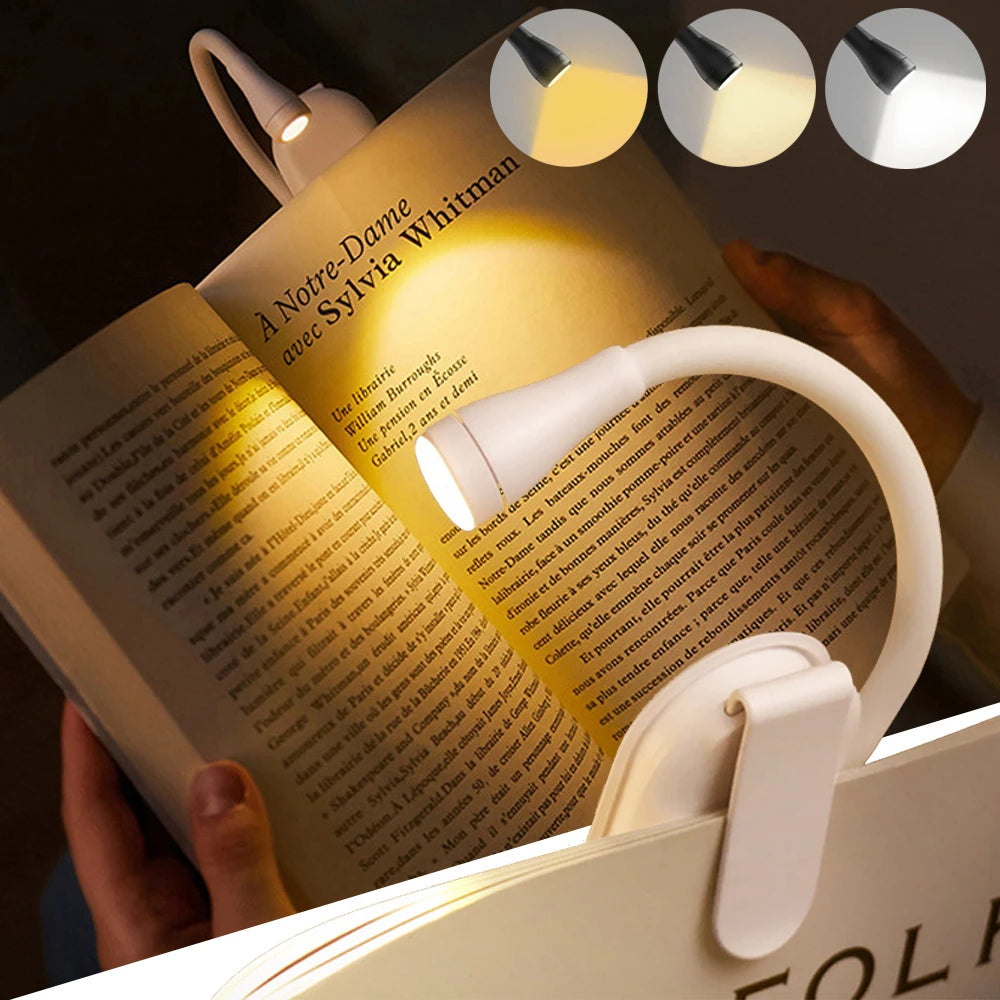 Rechargeable Mini LED Book Light Eye Protection Reading Lamp 360 Flip Adjustable Clip For Bedroom T 1