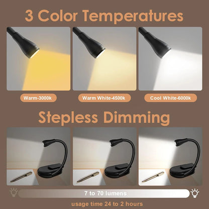 Rechargeable Mini LED Book Light Eye Protection Reading Lamp 360 Flip Adjustable Clip For Bedroom T 3