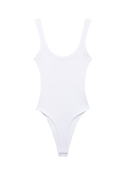 Womens Sexy Ribbed Bodysuit Comfortable Stretchy O Neck Tank Top With Snap Button Fashion Female Pl 2