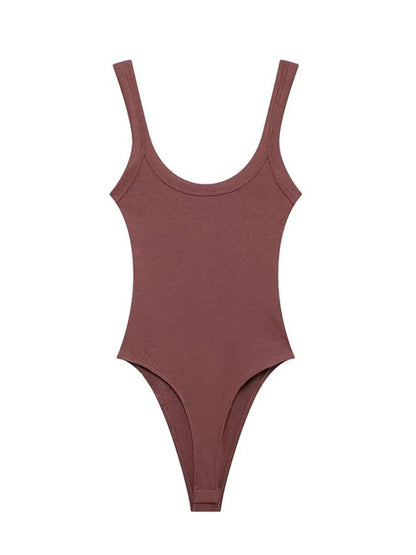 Womens Sexy Ribbed Bodysuit Comfortable Stretchy O Neck Tank Top With Snap Button Fashion Female Pl 4