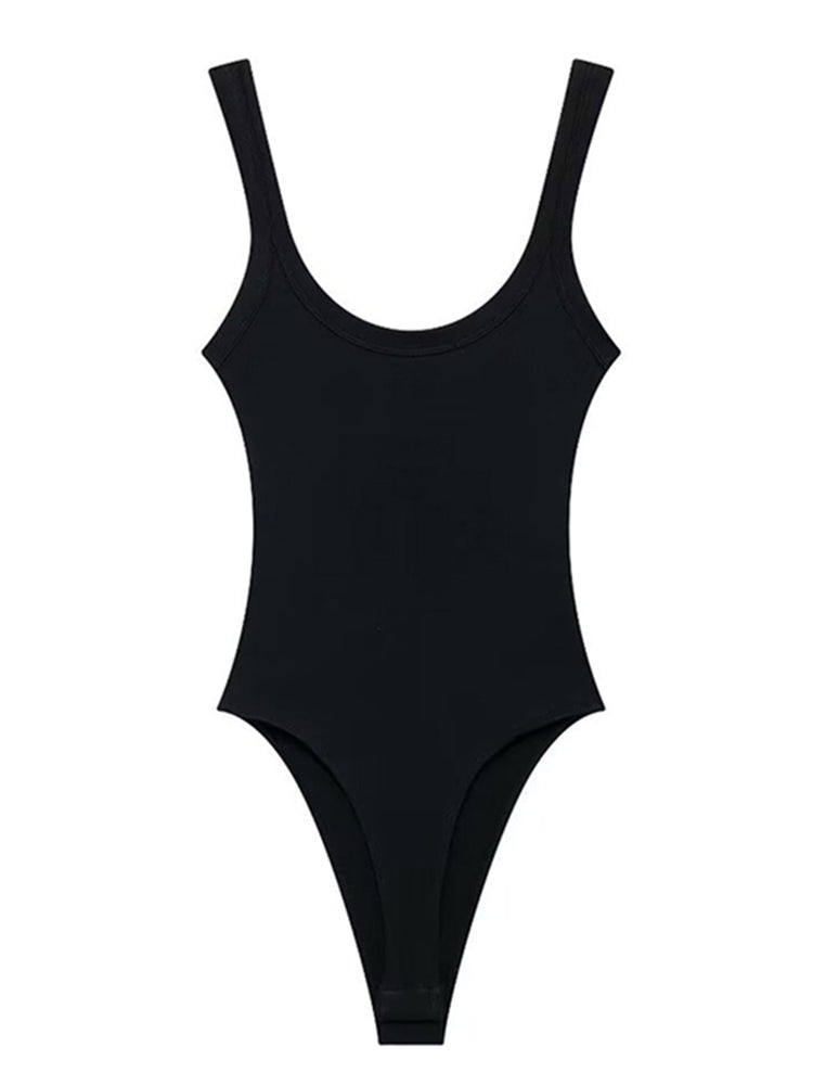 Womens Sexy Ribbed Bodysuit Comfortable Stretchy O Neck Tank Top With Snap Button Fashion Female Pl 6