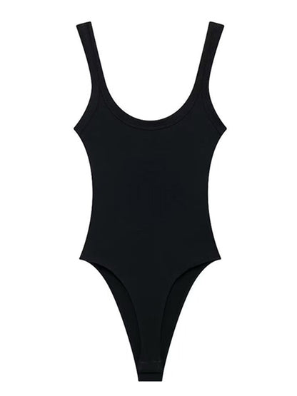 Womens Sexy Ribbed Bodysuit Comfortable Stretchy O Neck Tank Top With Snap Button Fashion Female Pl 6