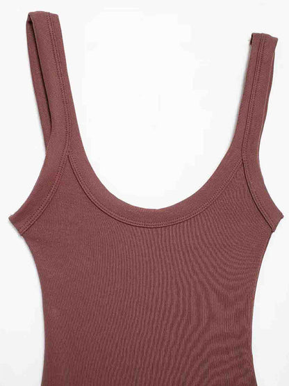 Womens Sexy Ribbed Bodysuit Comfortable Stretchy O Neck Tank Top With Snap Button Fashion Female Pl 3