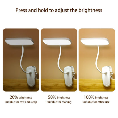 USB Rechargeable Clip On Lamp, Portable LED Desk Light, 3 Level Touch Dimming, Eye Care Reading Light for Bed, Office