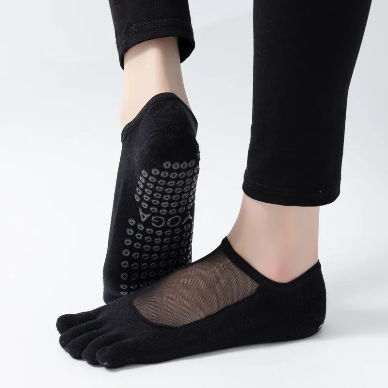 Professional Five Toes Pilates Socks Mesh Breathable Silicone NonSlip Yoga  Dance Socks For Women 3