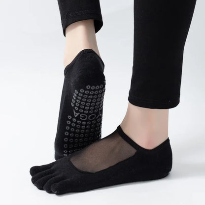 Professional Five Toes Pilates Socks Mesh Breathable Silicone NonSlip Yoga  Dance Socks For Women 3