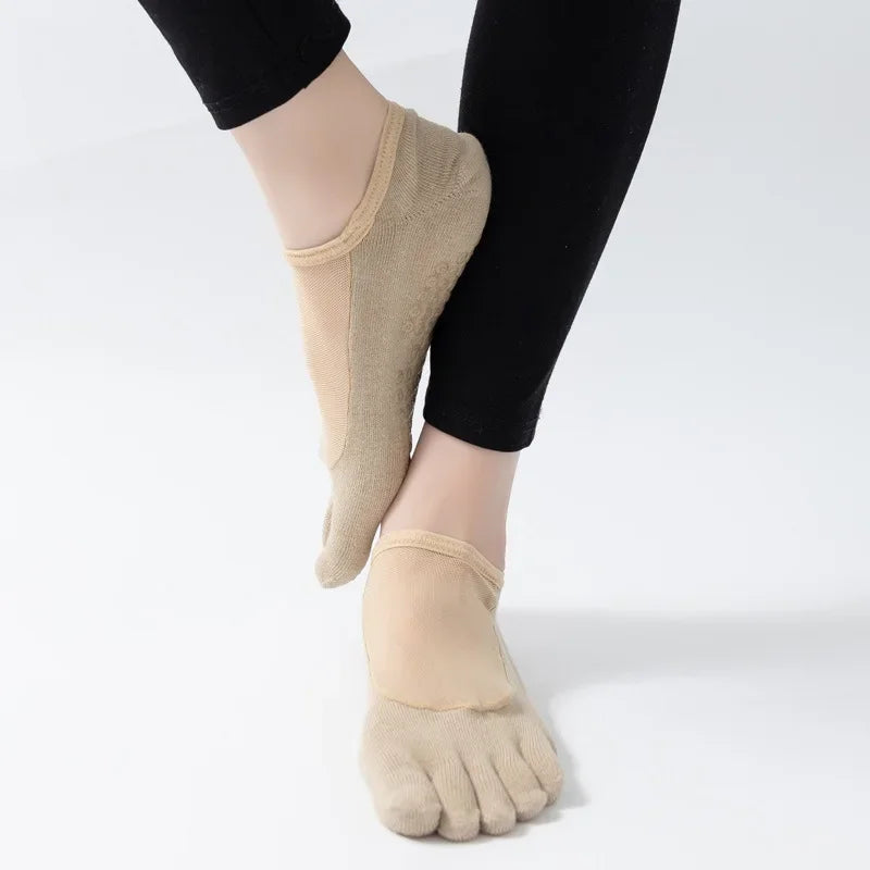 Professional Five Toes Pilates Socks Mesh Breathable Silicone NonSlip Yoga  Dance Socks For Women 4