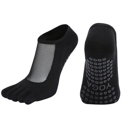 Professional Five Toes Pilates Socks Mesh Breathable Silicone NonSlip Yoga  Dance Socks For Women 15