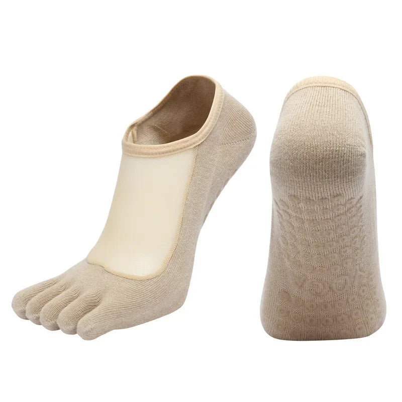 Professional Five Toes Pilates Socks Mesh Breathable Silicone NonSlip Yoga  Dance Socks For Women 17