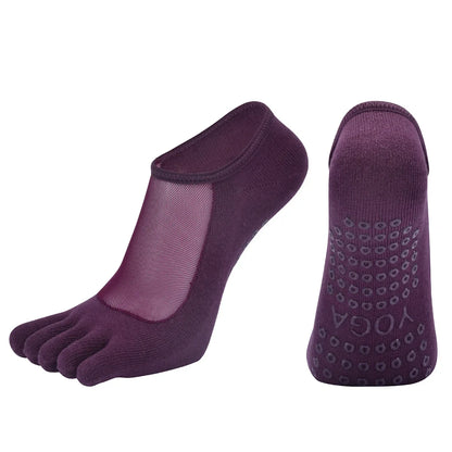 Professional Five Toes Pilates Socks Mesh Breathable Silicone NonSlip Yoga  Dance Socks For Women 14