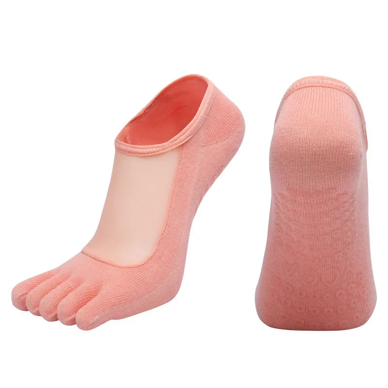 Professional Five Toes Pilates Socks Mesh Breathable Silicone NonSlip Yoga  Dance Socks For Women 19