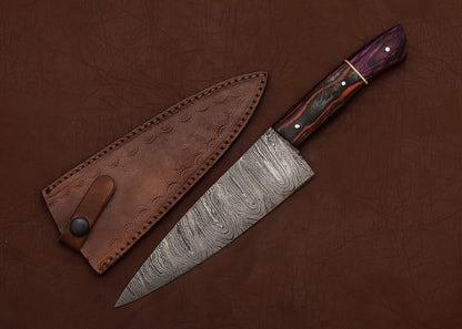 Custom Handmade Damascus Steel Knife – Perfect for Kitchen, Hunting, & Camping