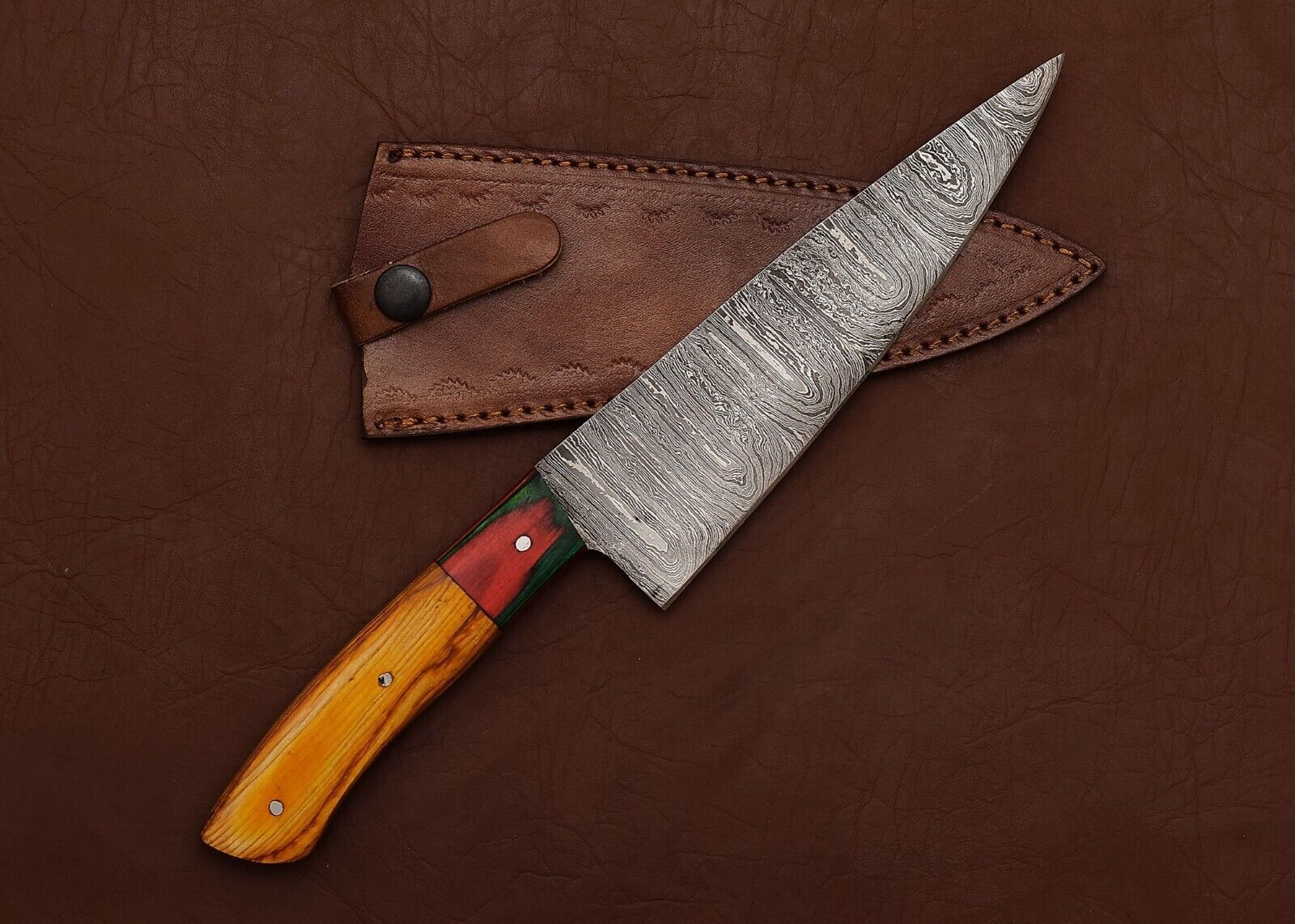 ArtisanCrafted Damascus Fillet Knife  Durable Blade With Stylish Wood Handle 1