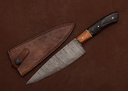 Hand-Forged Damascus Steel Chef Knife – Razor Sharp Fillet Blade for Precision Work